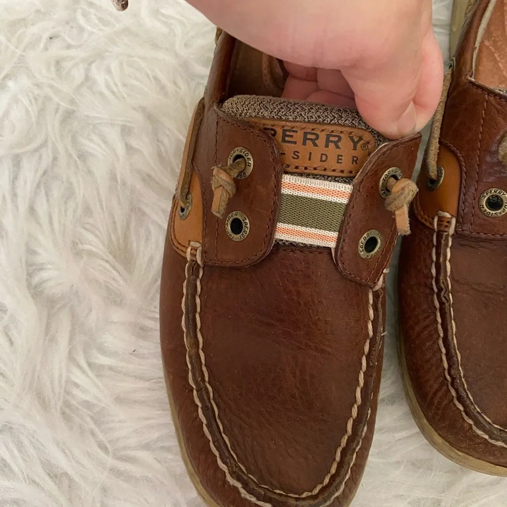 🔥30%OFF🔥SPERRY BROWN GREEN/PINK STRIPE SHOE 5.5 - Picture 3 of 9